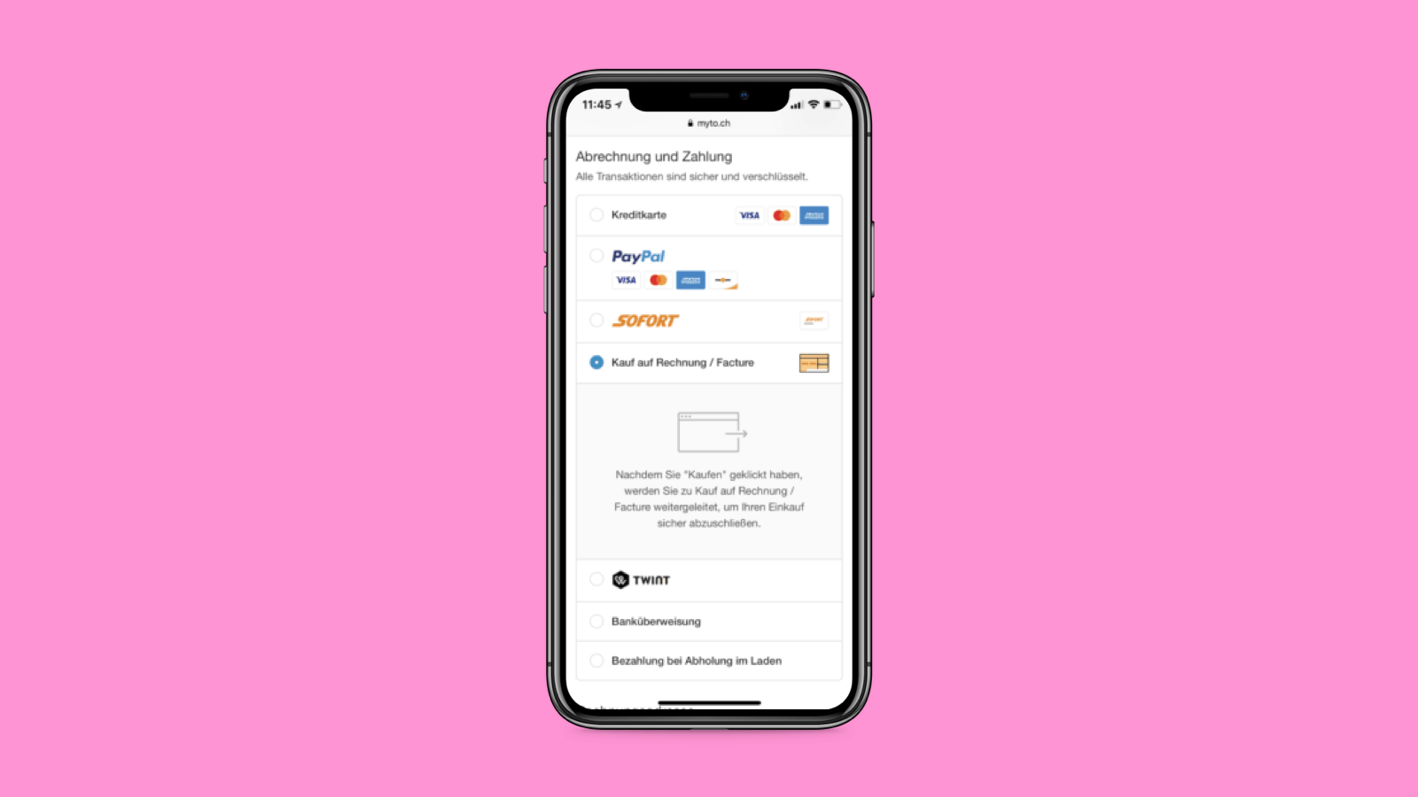 Payment method in mobile checkout