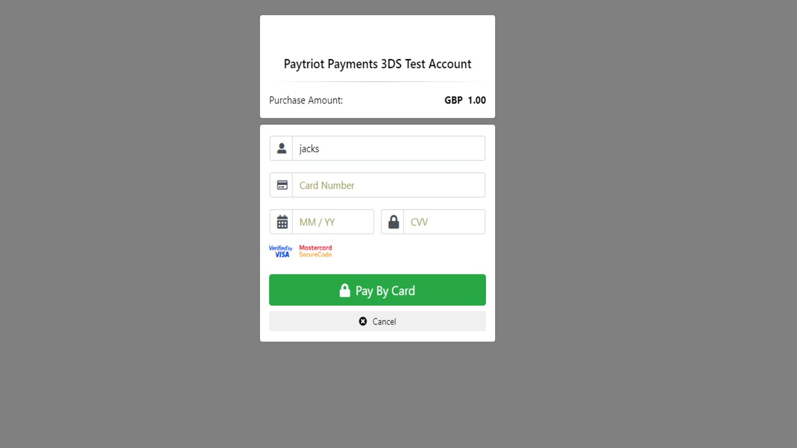 Paytriot Payments hosted payment page