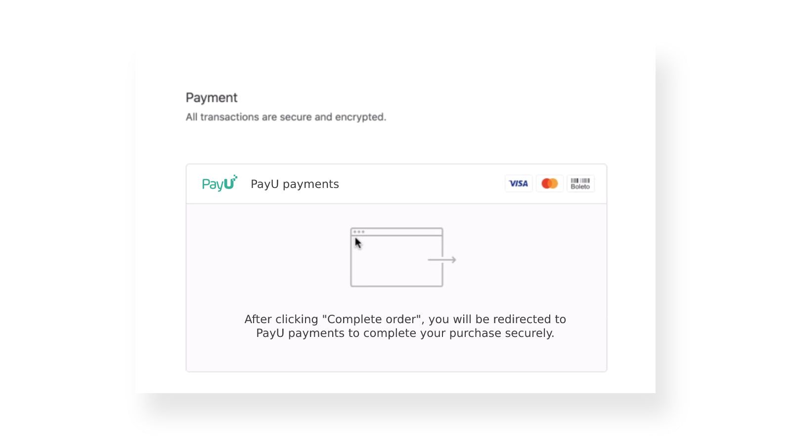PayU Payment gateway seen by end-customer on merchant website