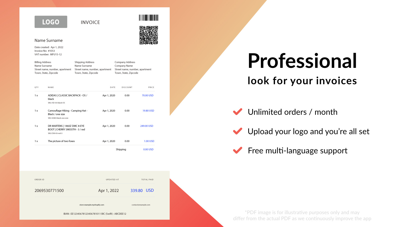 PDF Generator – professional looking invoices / receipts
