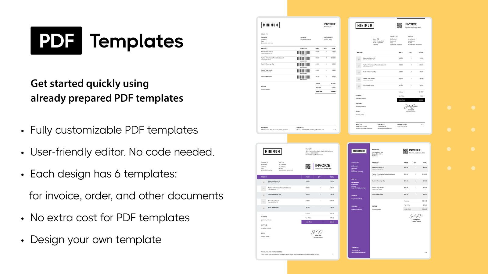 PDF invoice templates