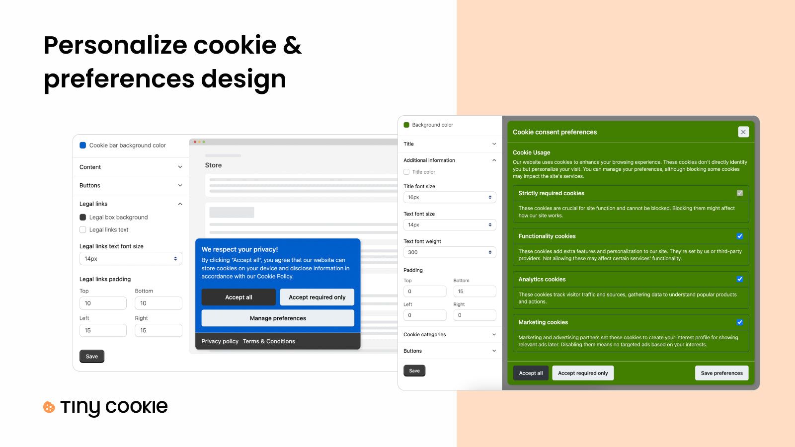 Personalize cookie & preferences design in a second