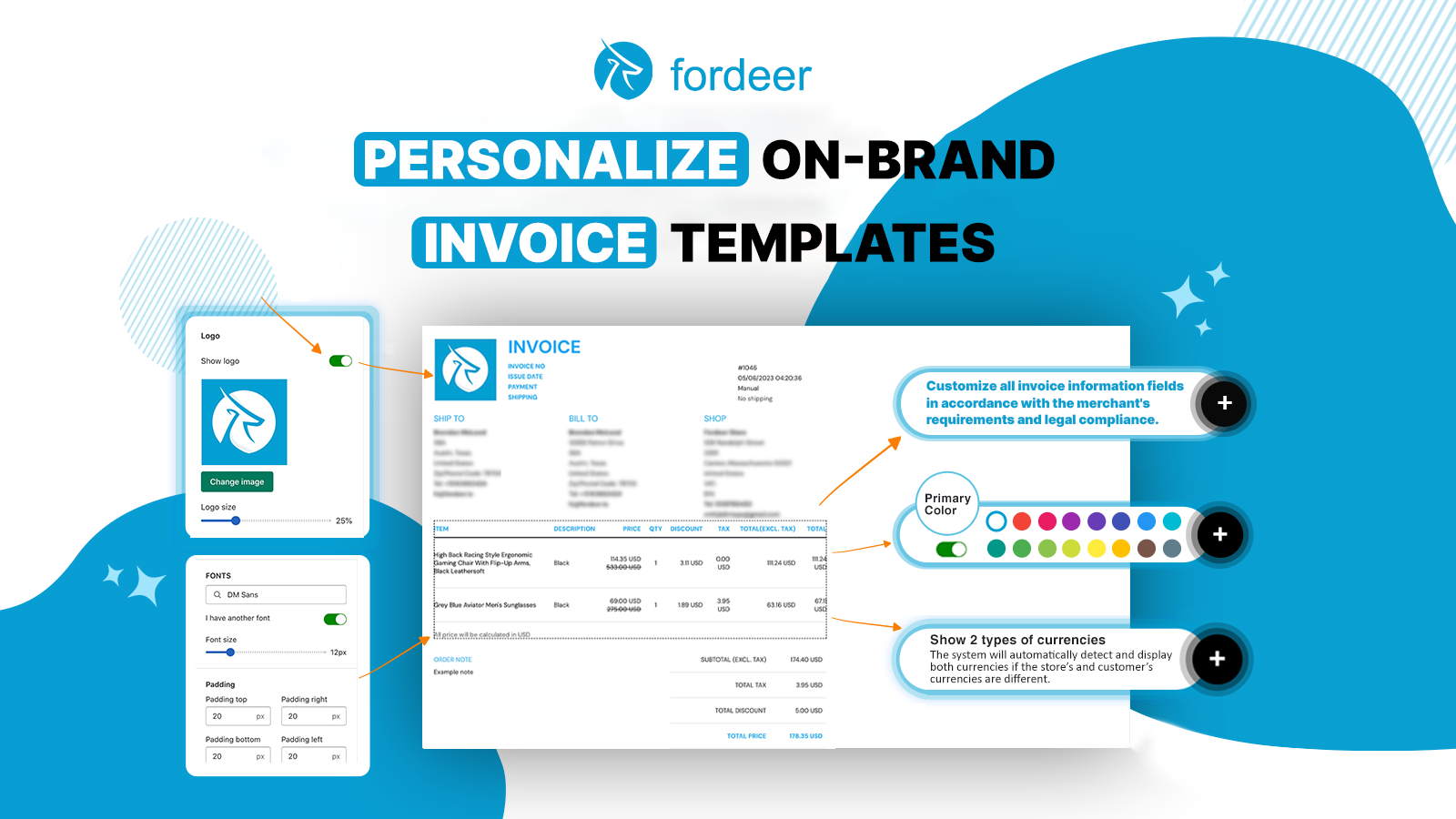 Personalize on-brand invoice templates