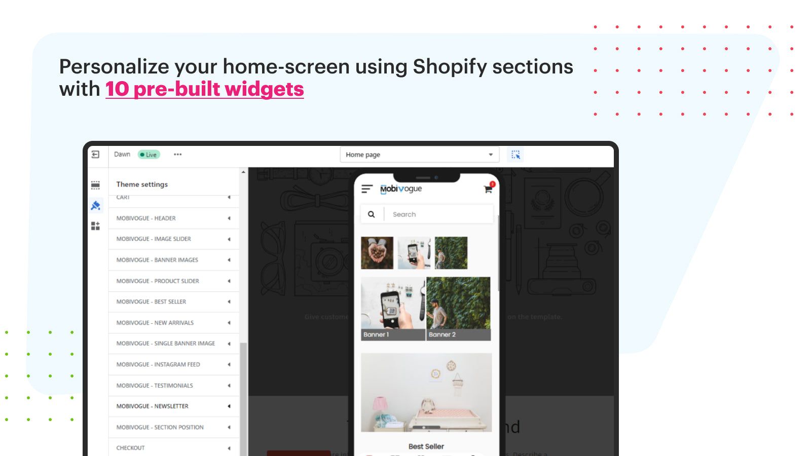 Personalize your home-screen using Shopify sections 