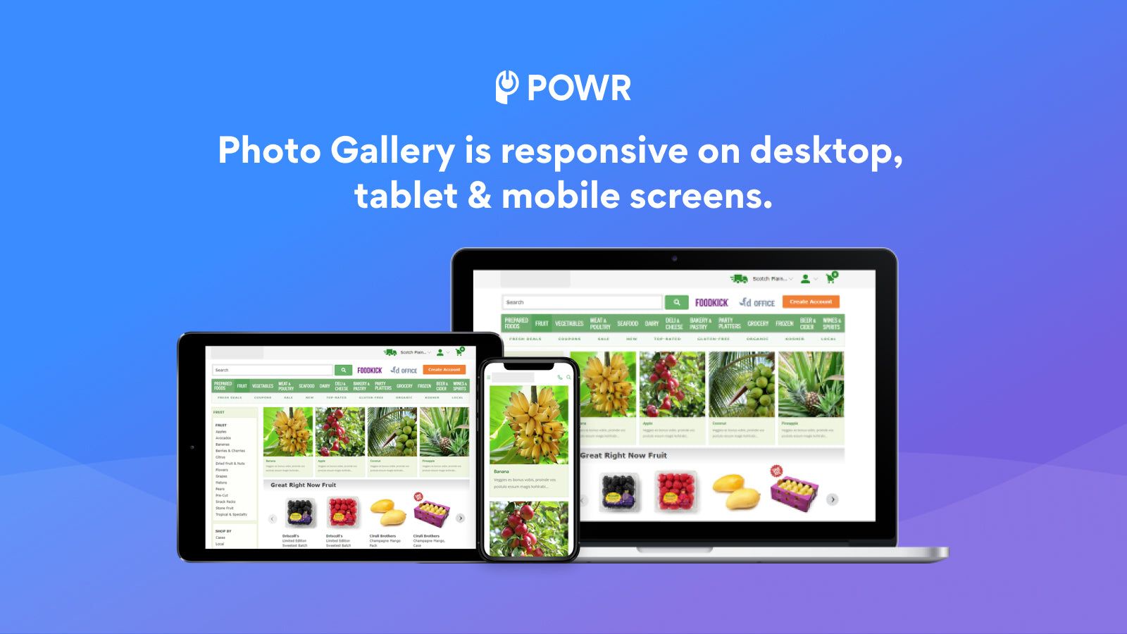 Photo galleries are responsive on desktop, tablet & mobile.