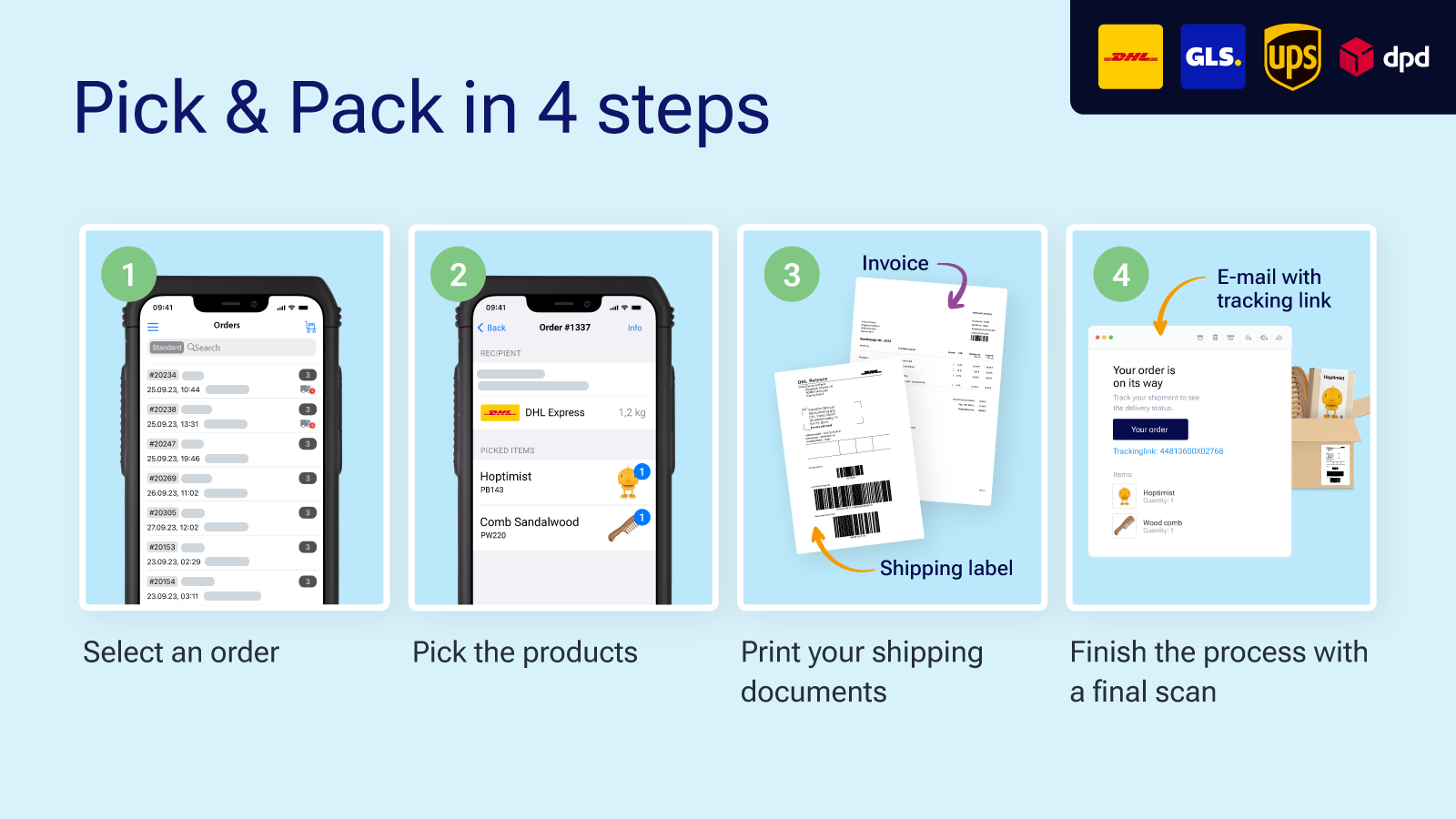 Pick & pack in 4 steps with Pickware barcode scanners