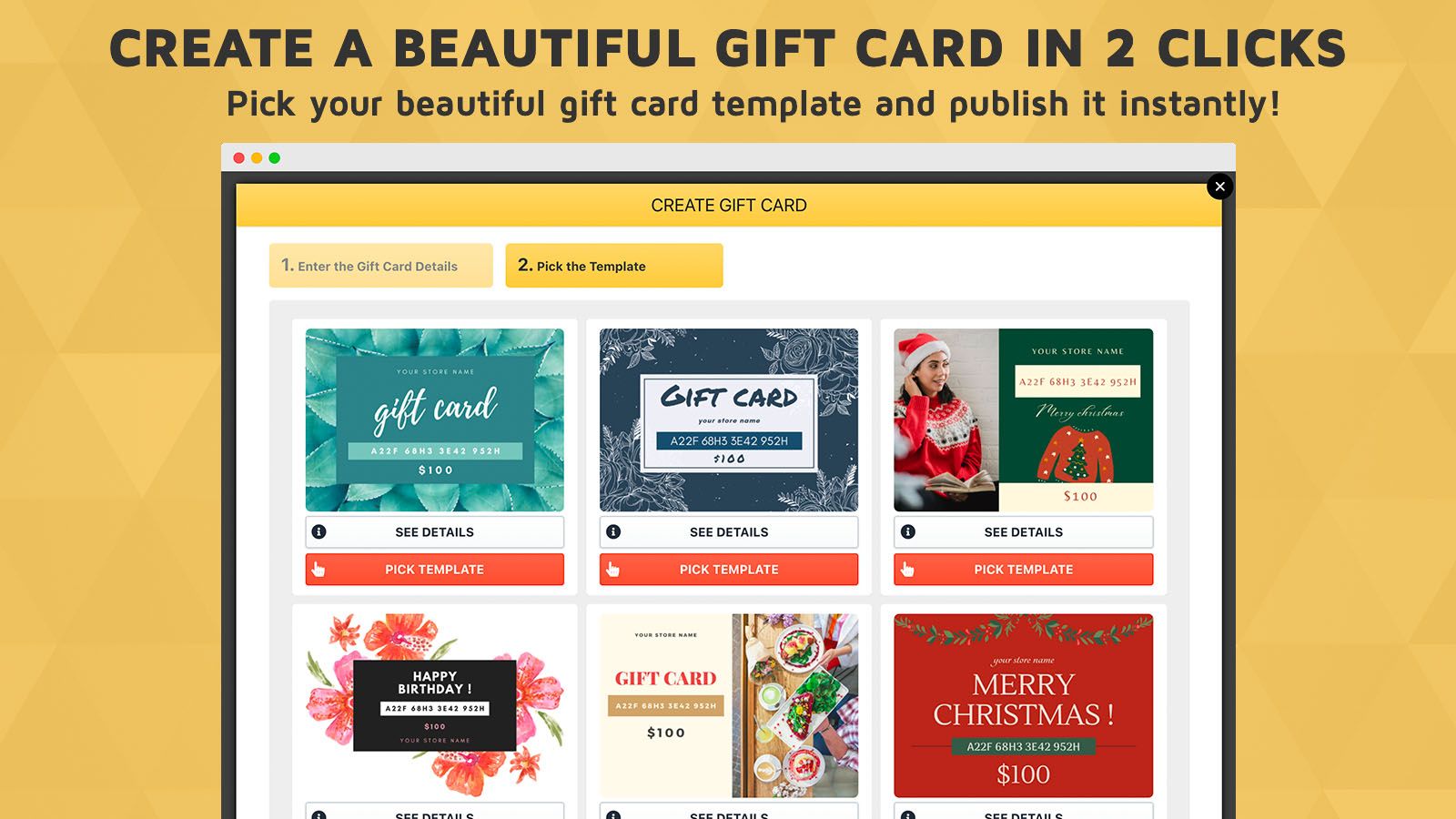 Pick from a dozen of beautiful gift cards templates