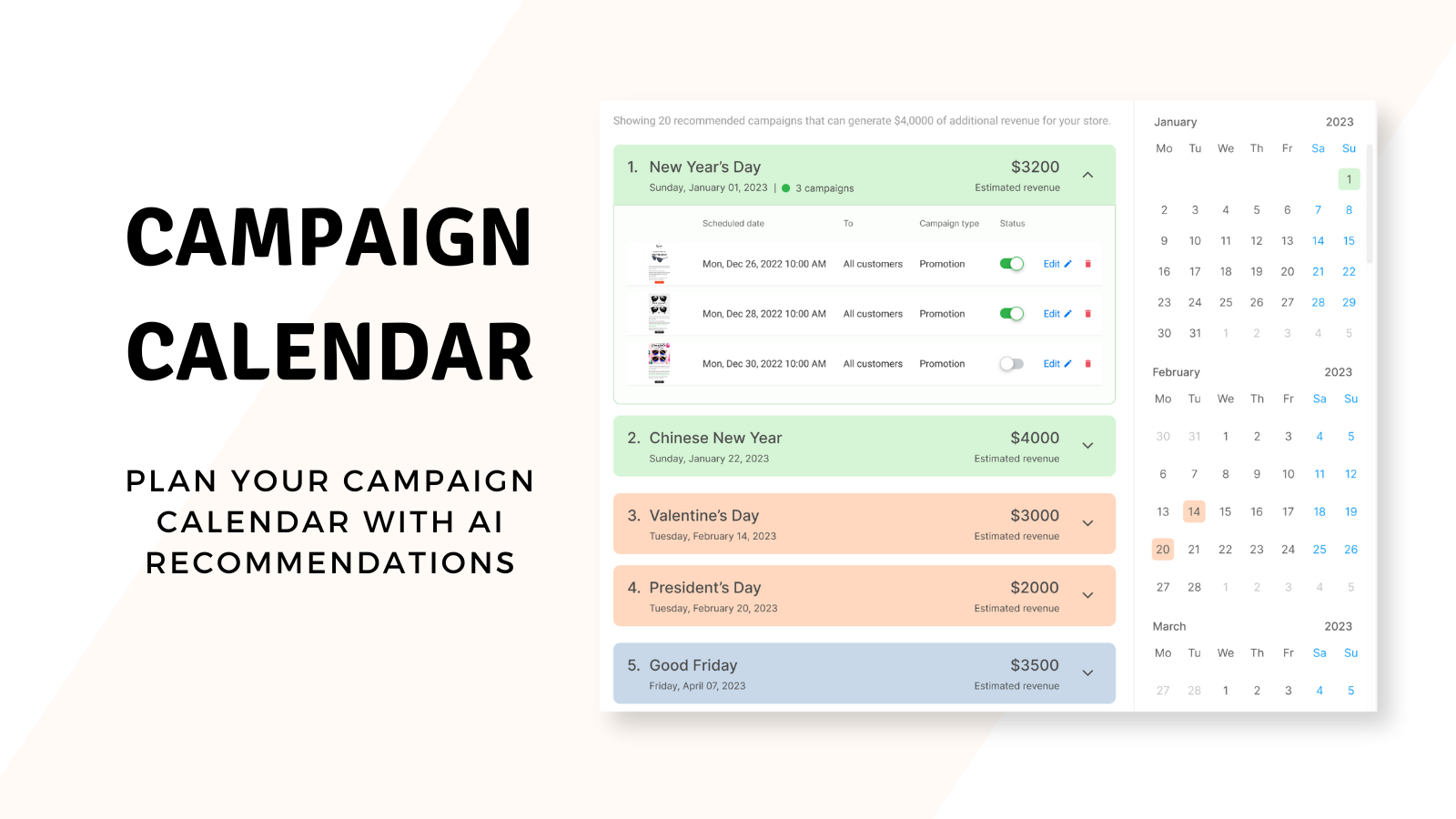 Plan your Campaign Calendar with AI recommendations