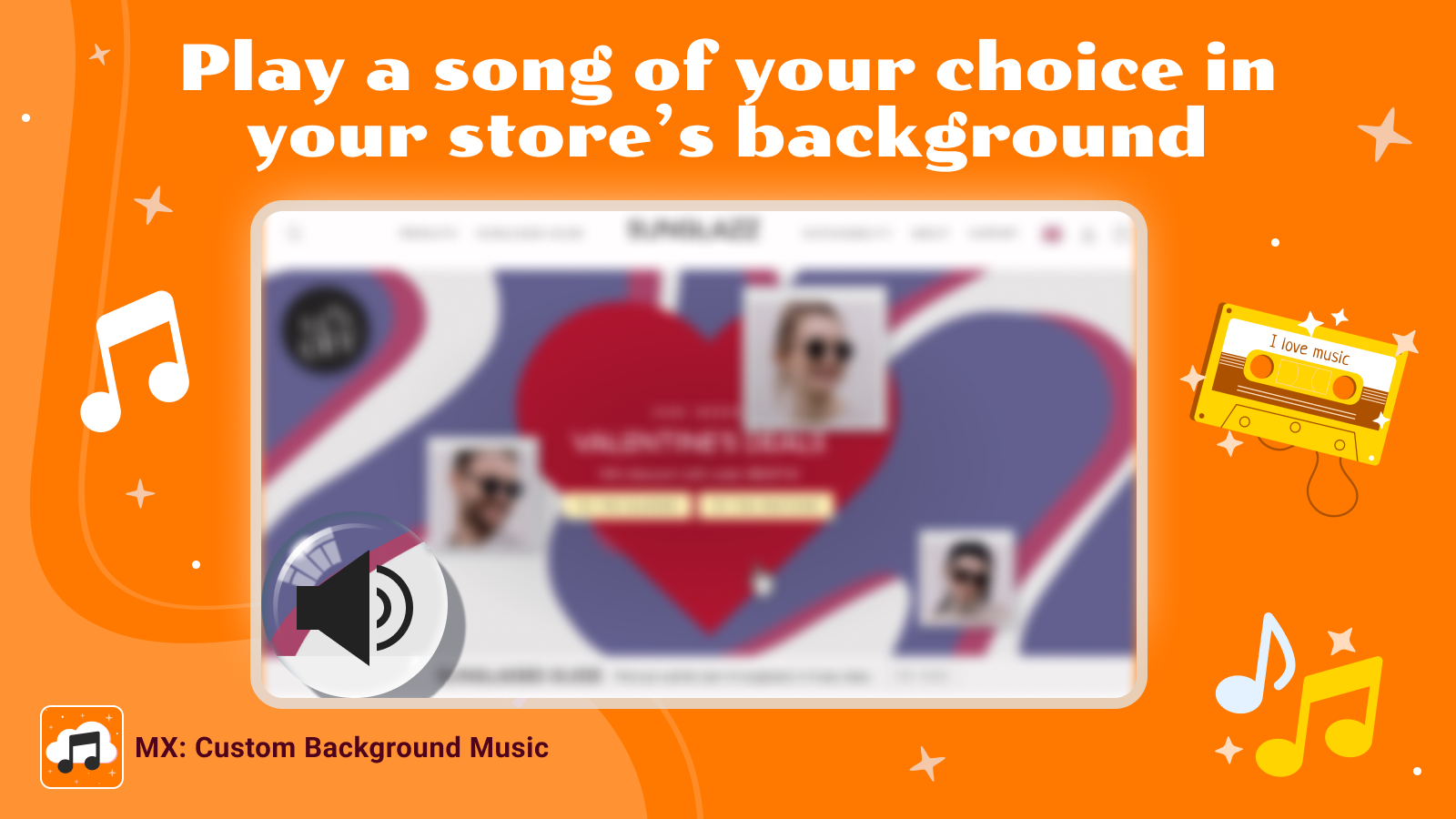 Play your own music/audio/song in the background of your store!