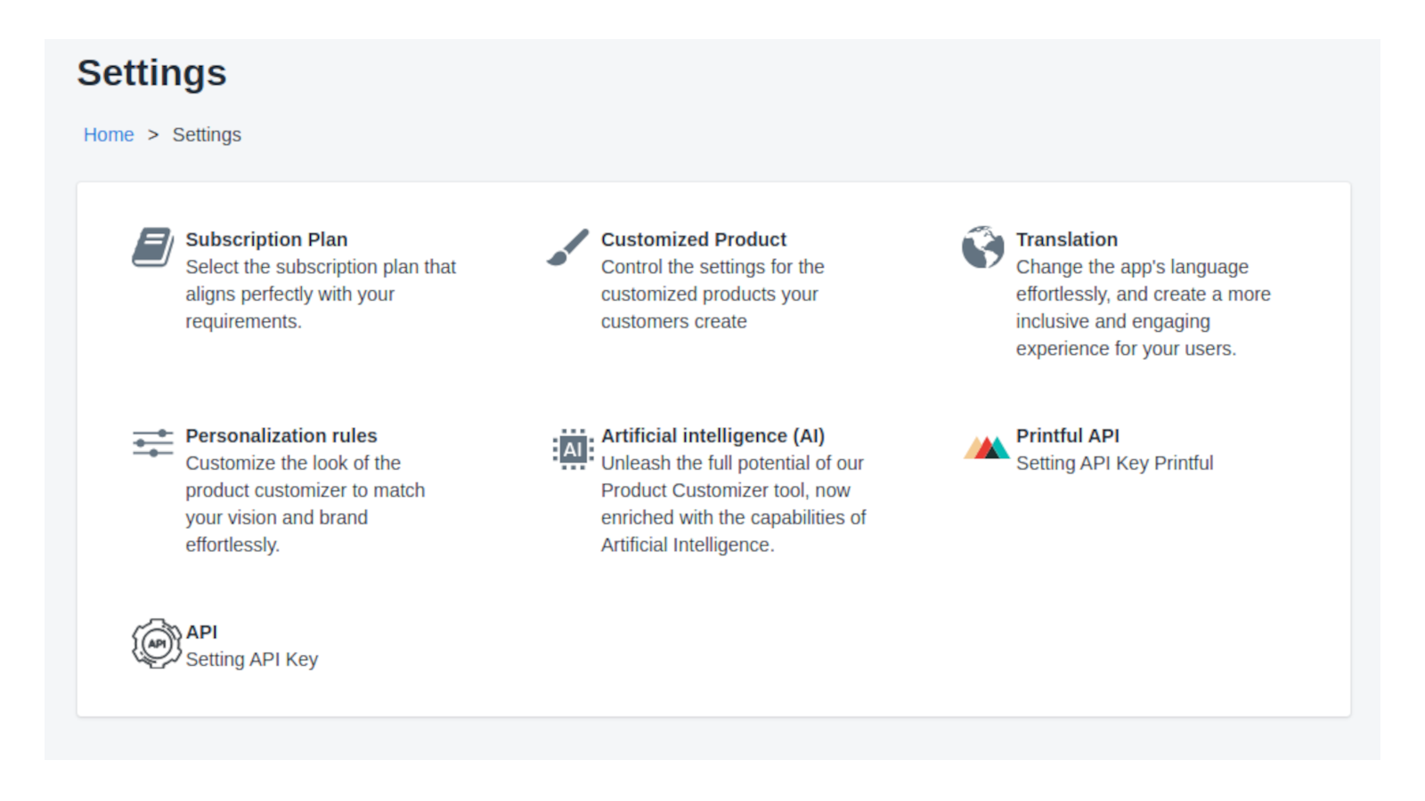 POD Master Settings Page