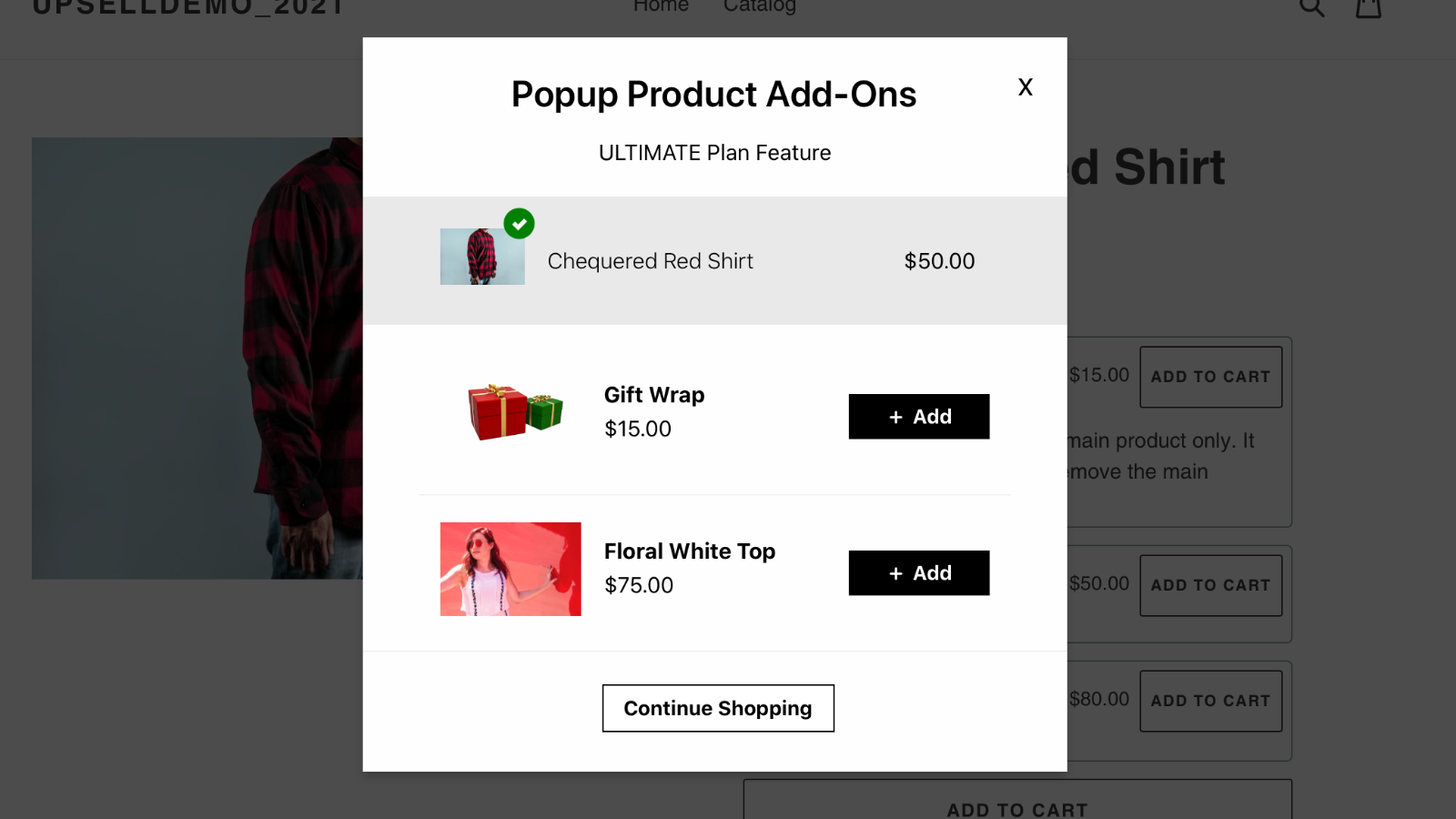 Popup Product Add-Ons