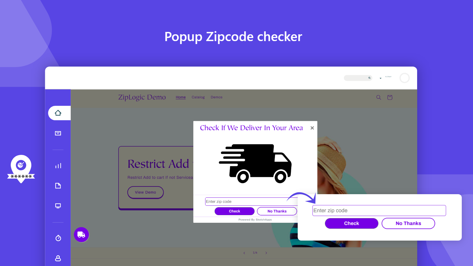 Popup Zipcode Checker