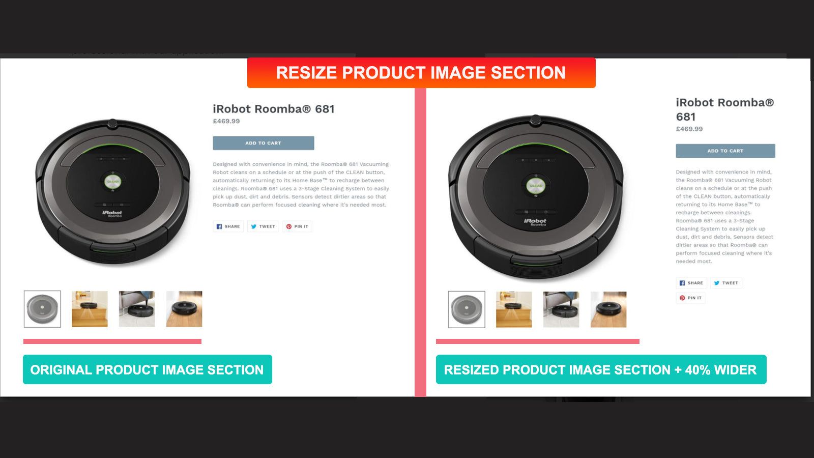 Possibility to resize product image section.