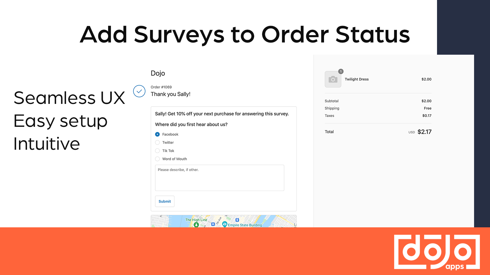 Post purchase surveys appear seamlessly at the end of orders