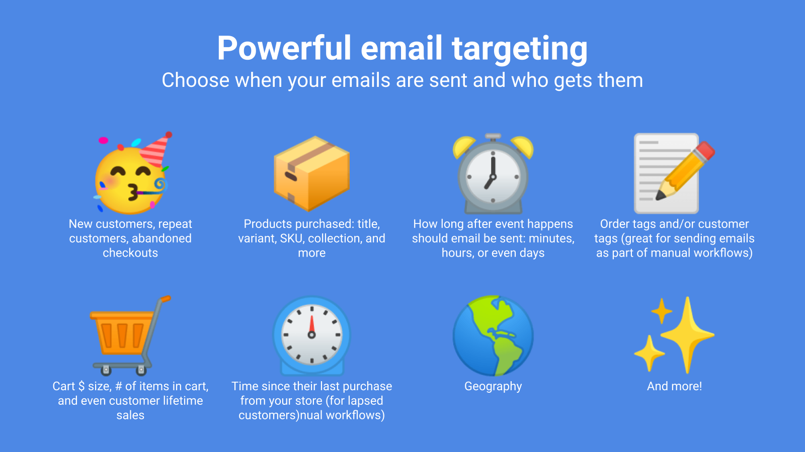 Powerful email targeting options