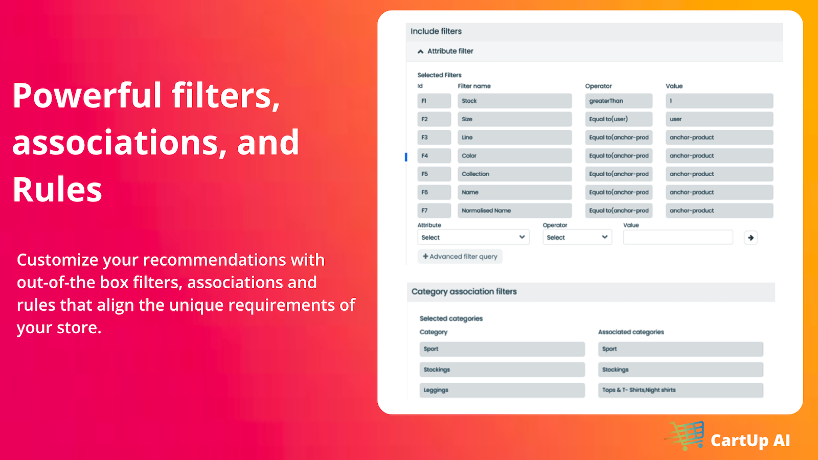 Powerful filters and rules to customization.
