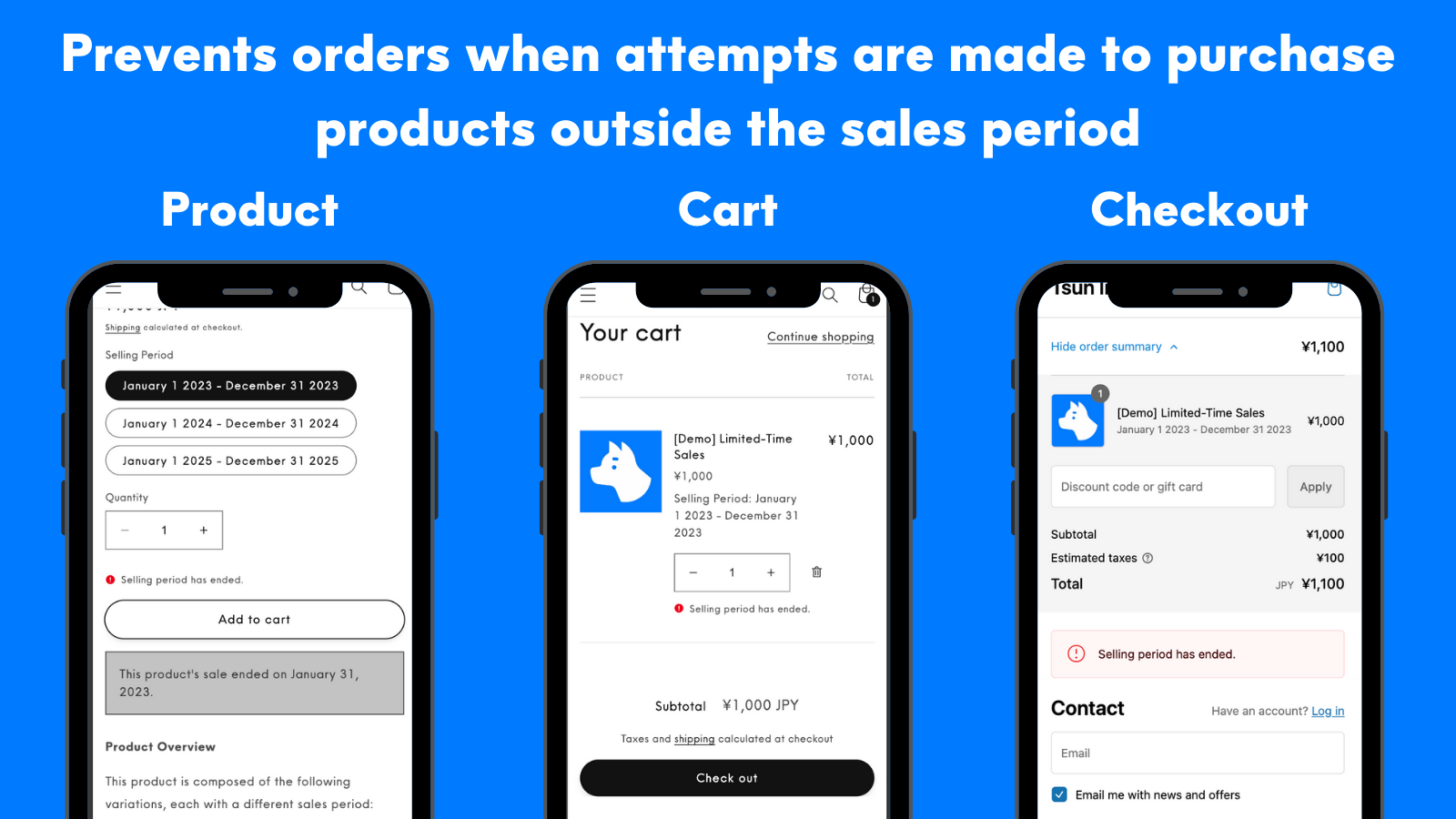 Prevents orders when attempts are made to purchase products outs