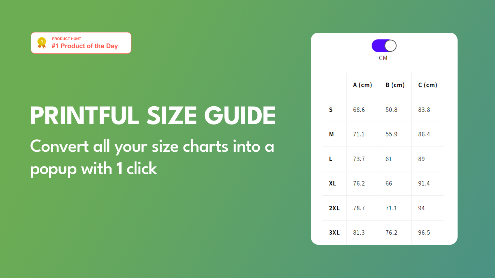 Printful Size Guide,Size Chart