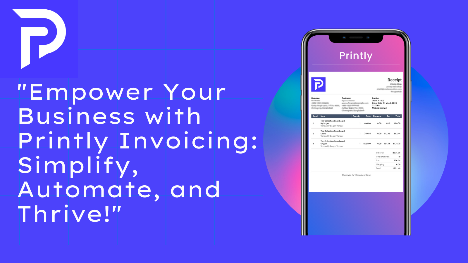 Printly invoicing 