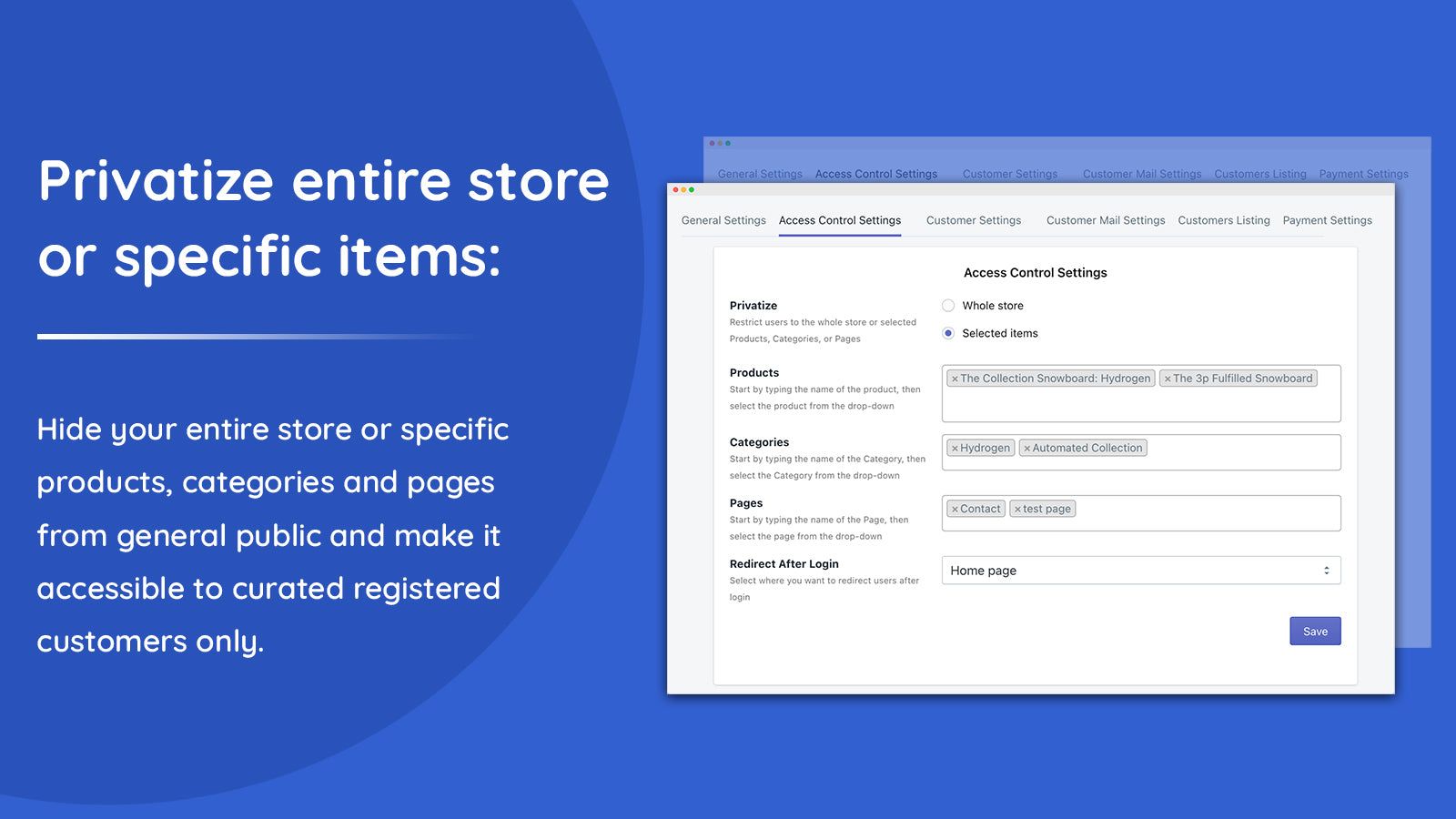 Privatize entire store or specific pages