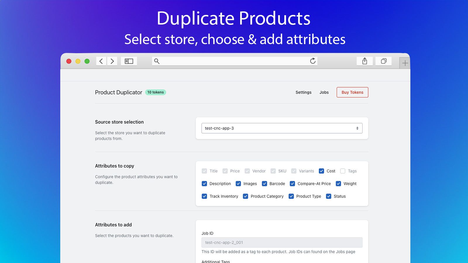Product Duplicator Main Page