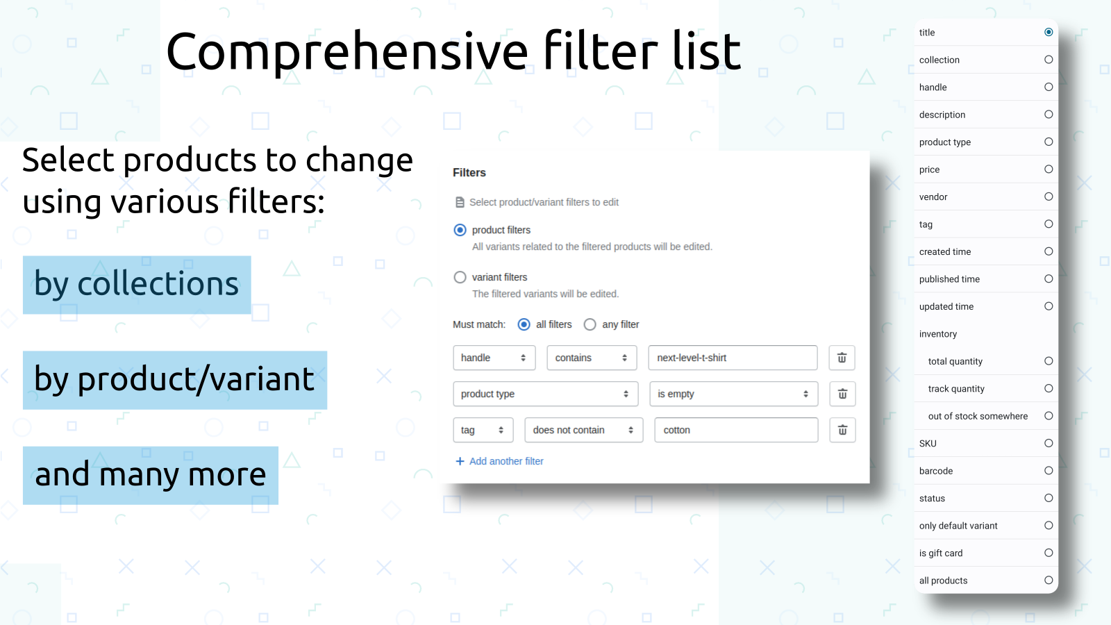 Product filter list 