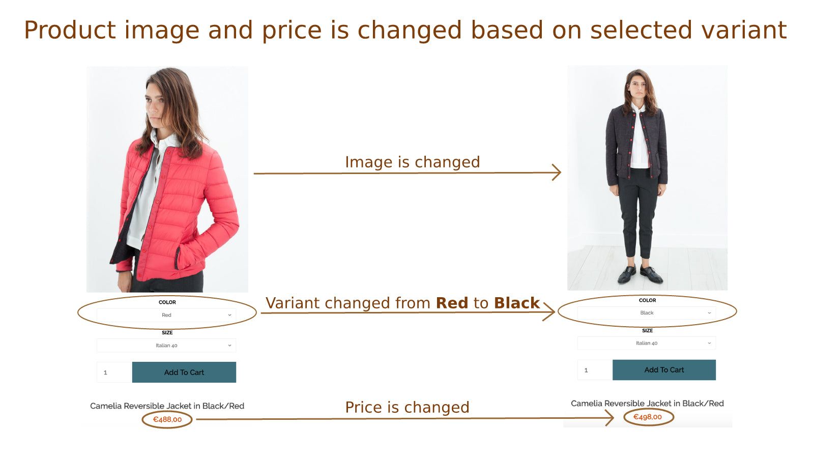 Product image and price is changed based on selected variant 