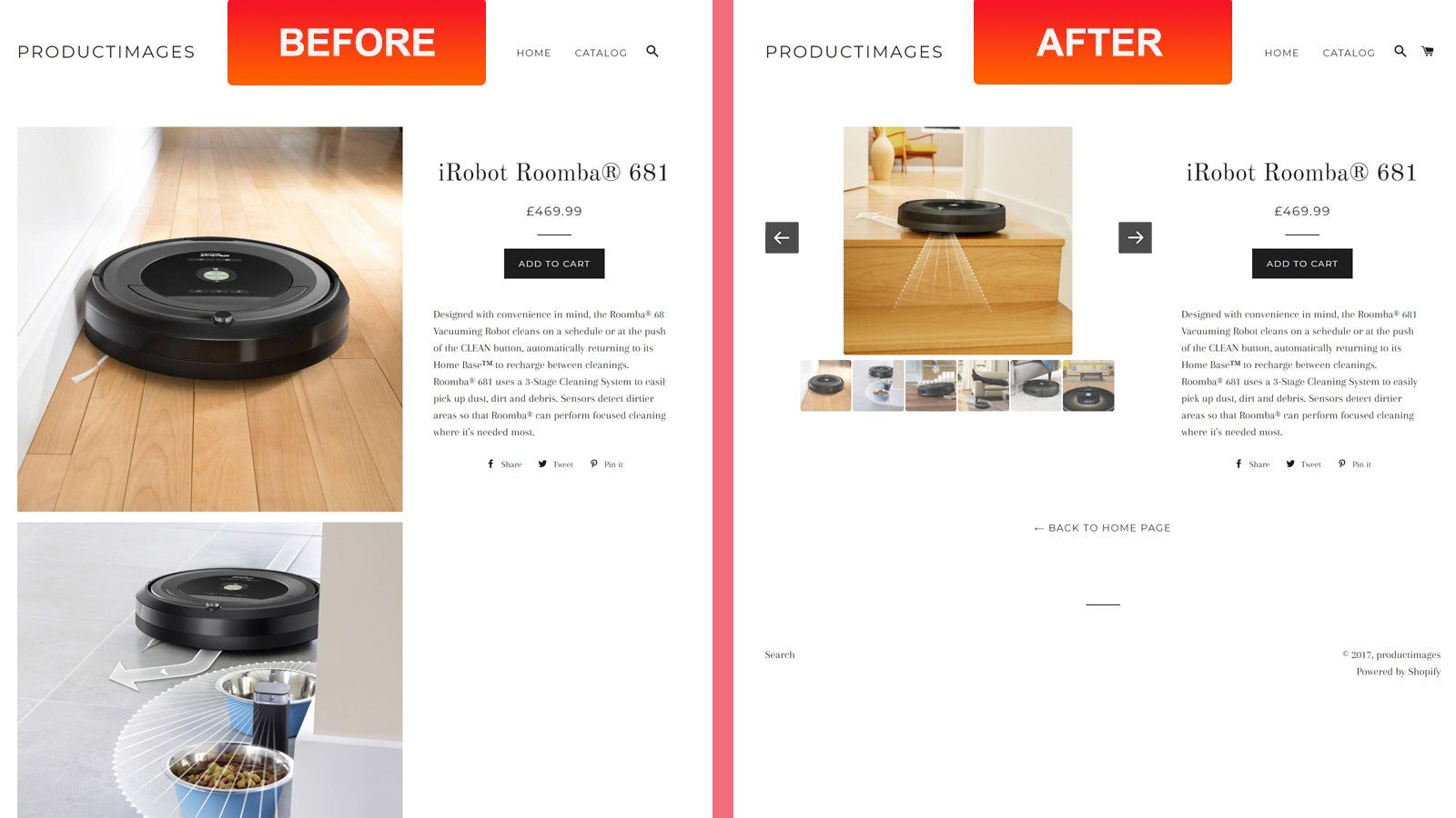 Product image slider - without our app and with our app