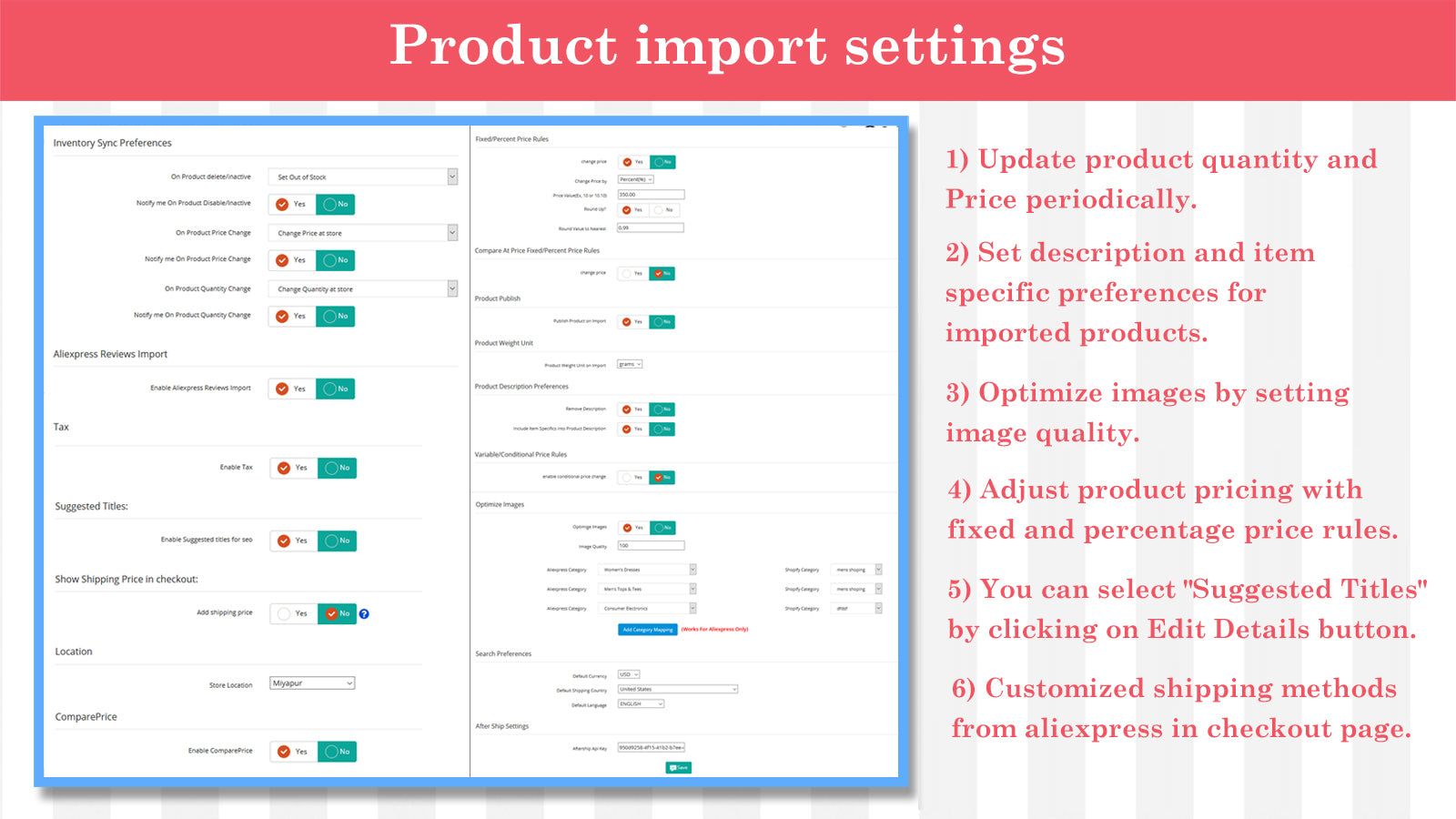 Product import settings