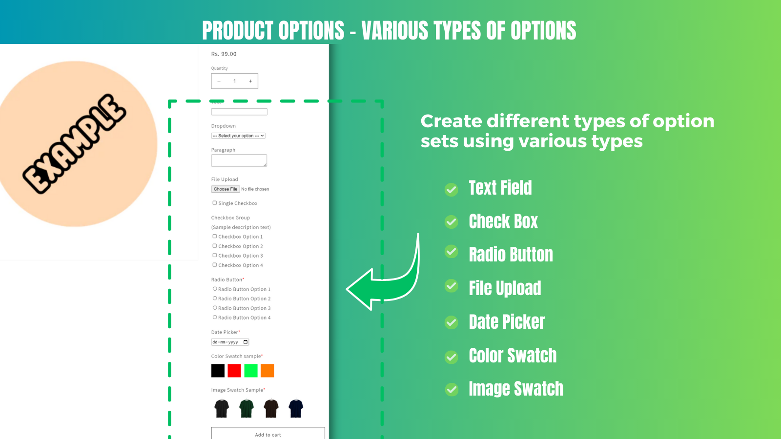 Product Options in Shopify product page