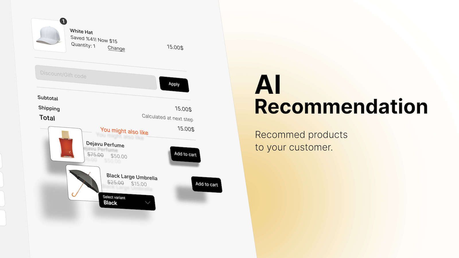 Product recommendations with AI and powerful algorithm