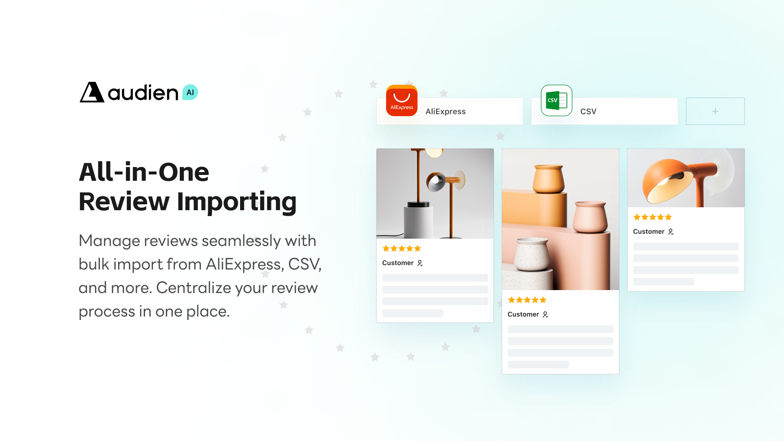 Product review management with bulk AliExpress review import