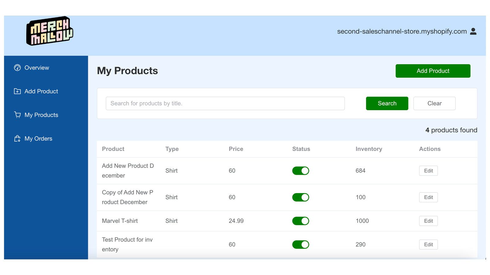 Product sync from Shopify automatically merch mallow