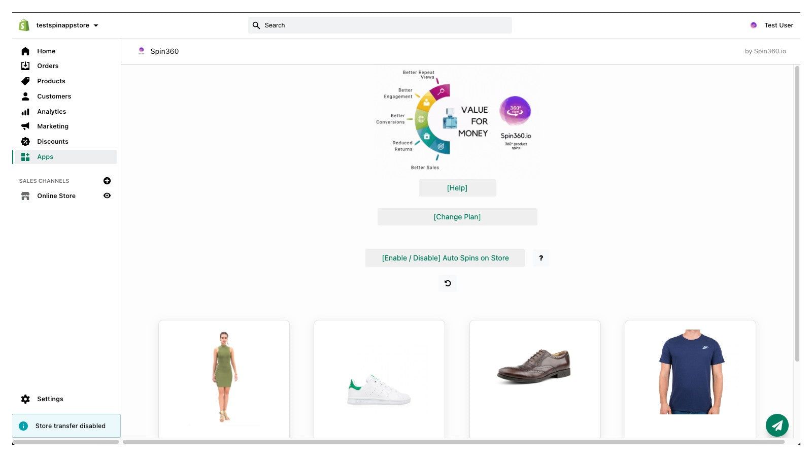 Products dashboard in your store