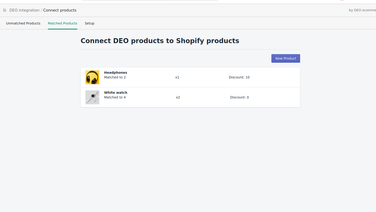Products screenshot