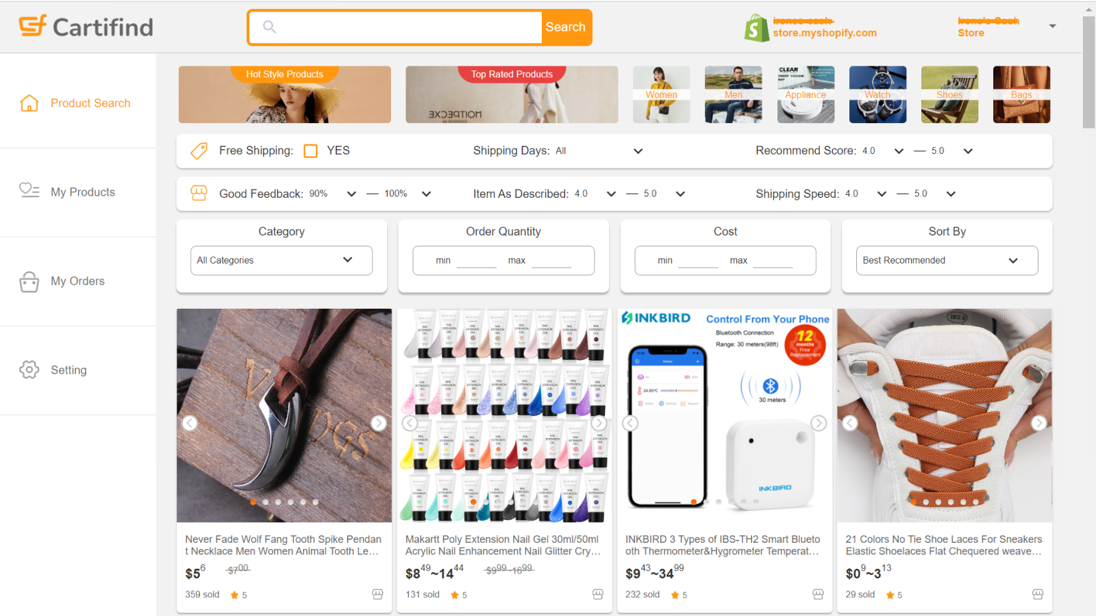 Products Search - Cartifind find winning products