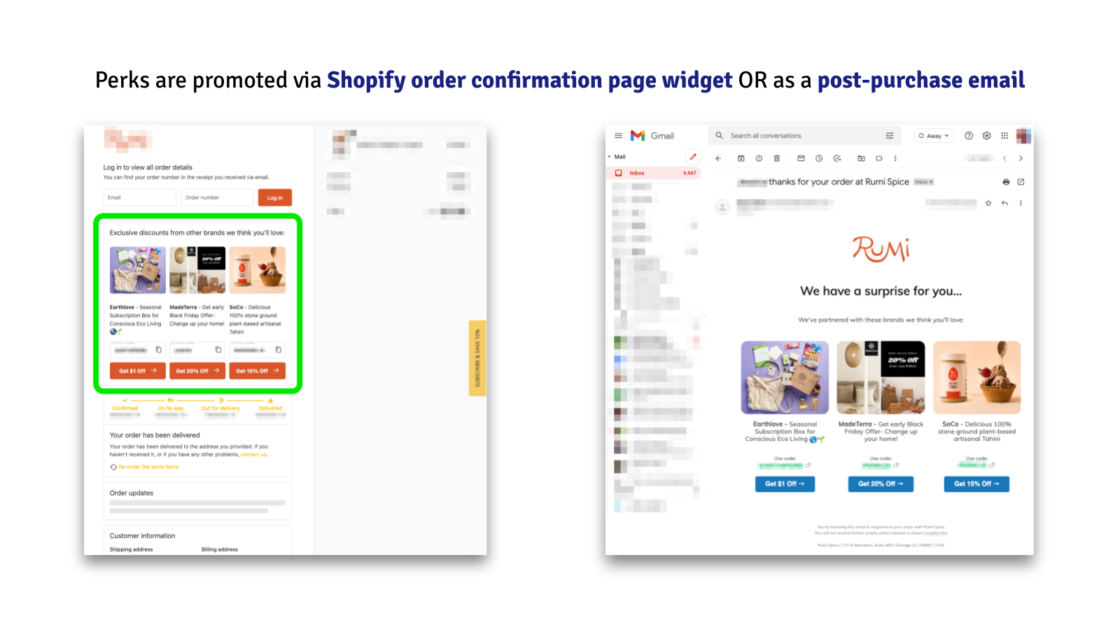 Promote partners via the order confirmation page or email