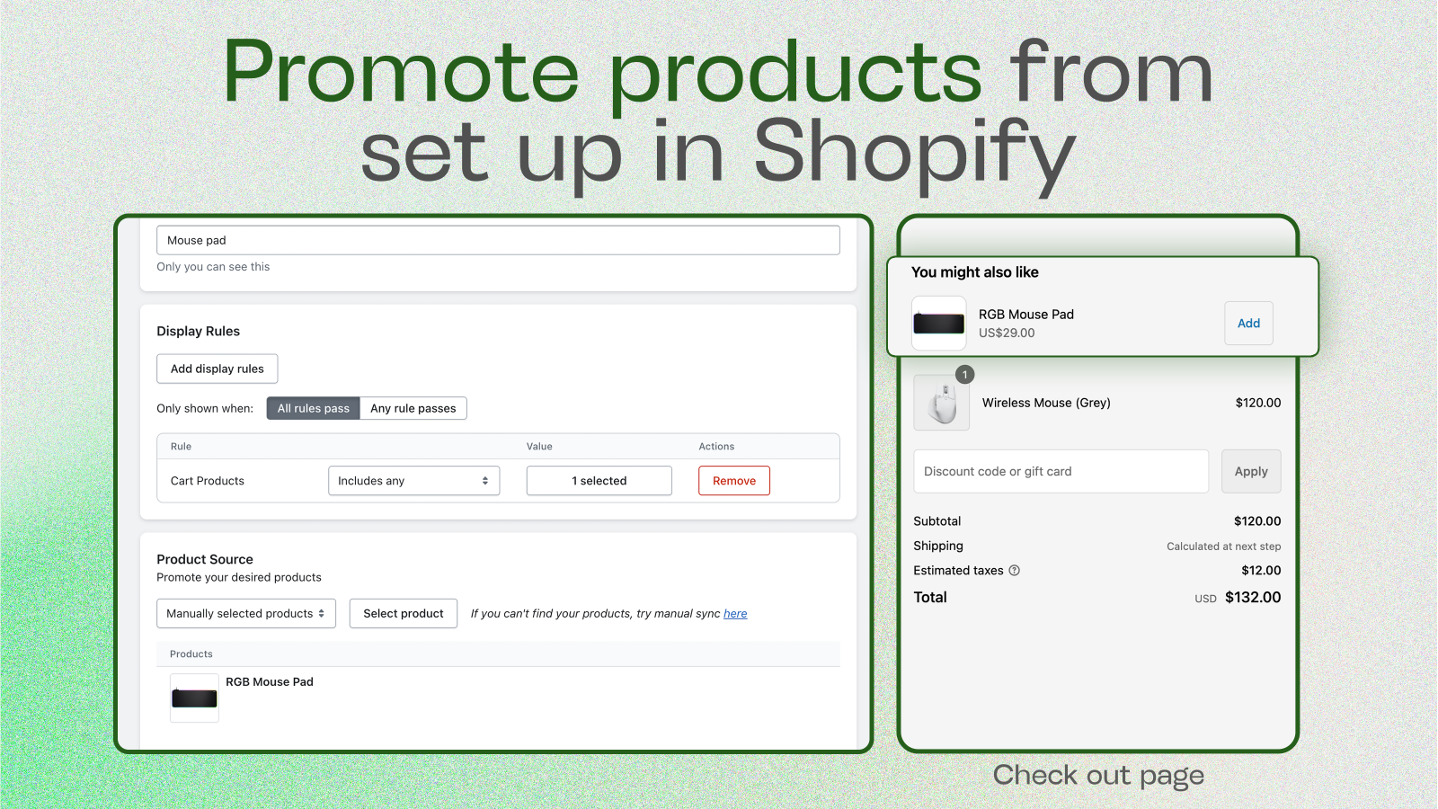 Promote products from set up in Shopify