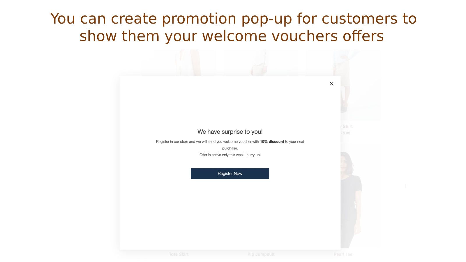 Promotion pop-up for customers to show them your offers