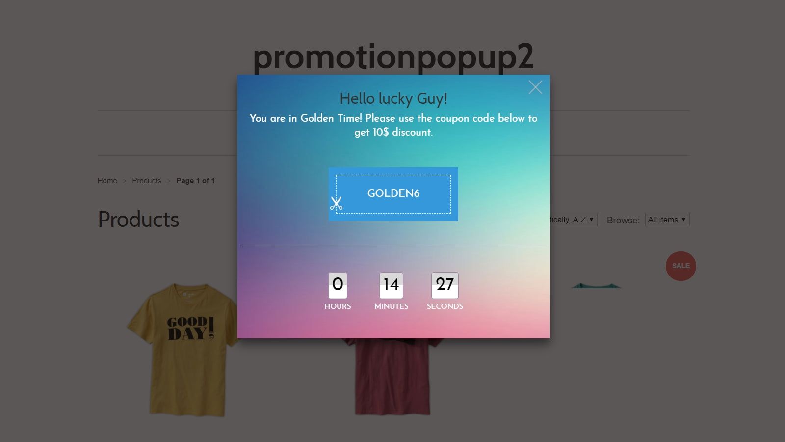 Promotion popup