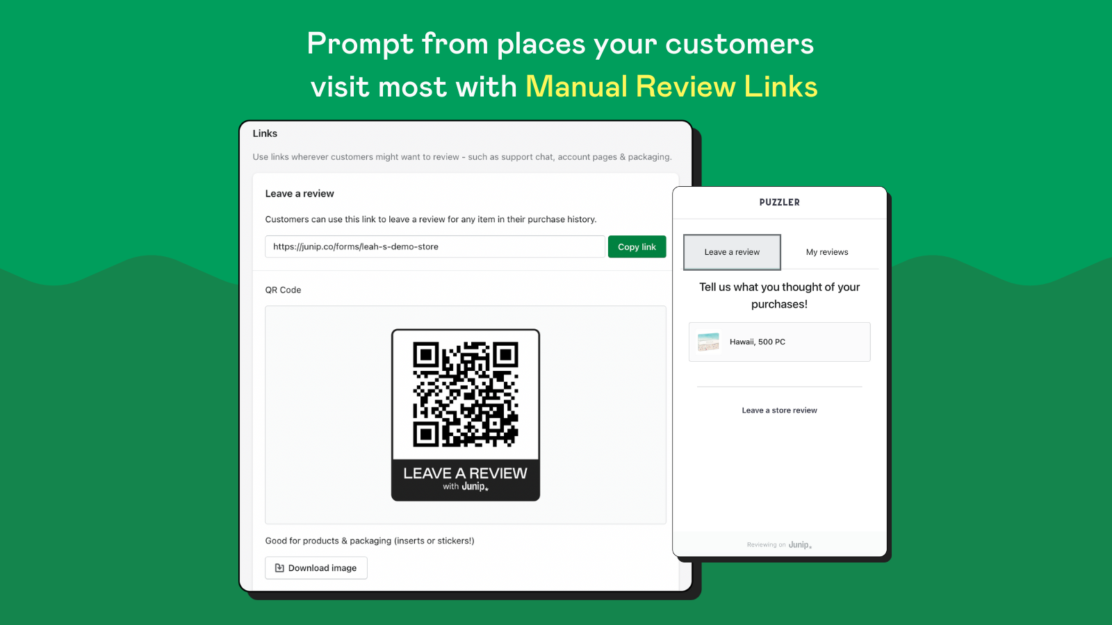 Prompt customers where they visit most with manual review links