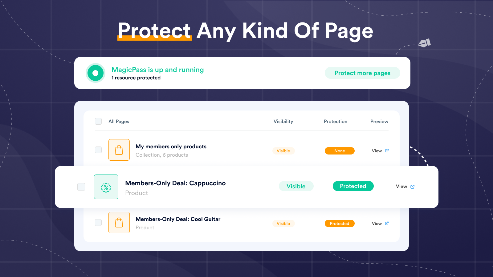 Protect any kind of page
