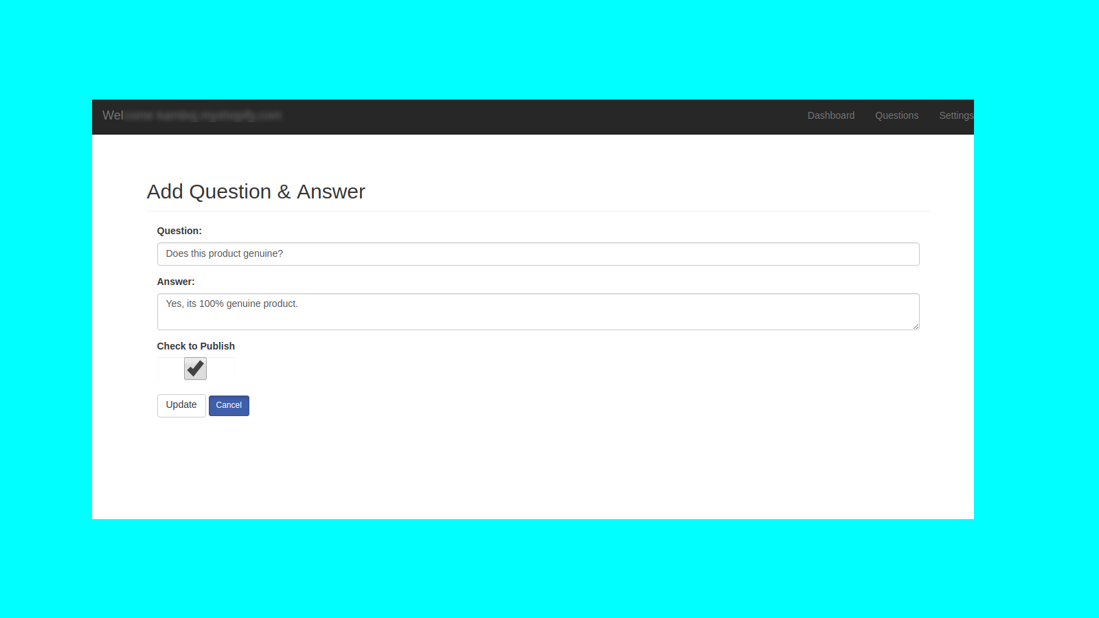 Provide customer query answer page