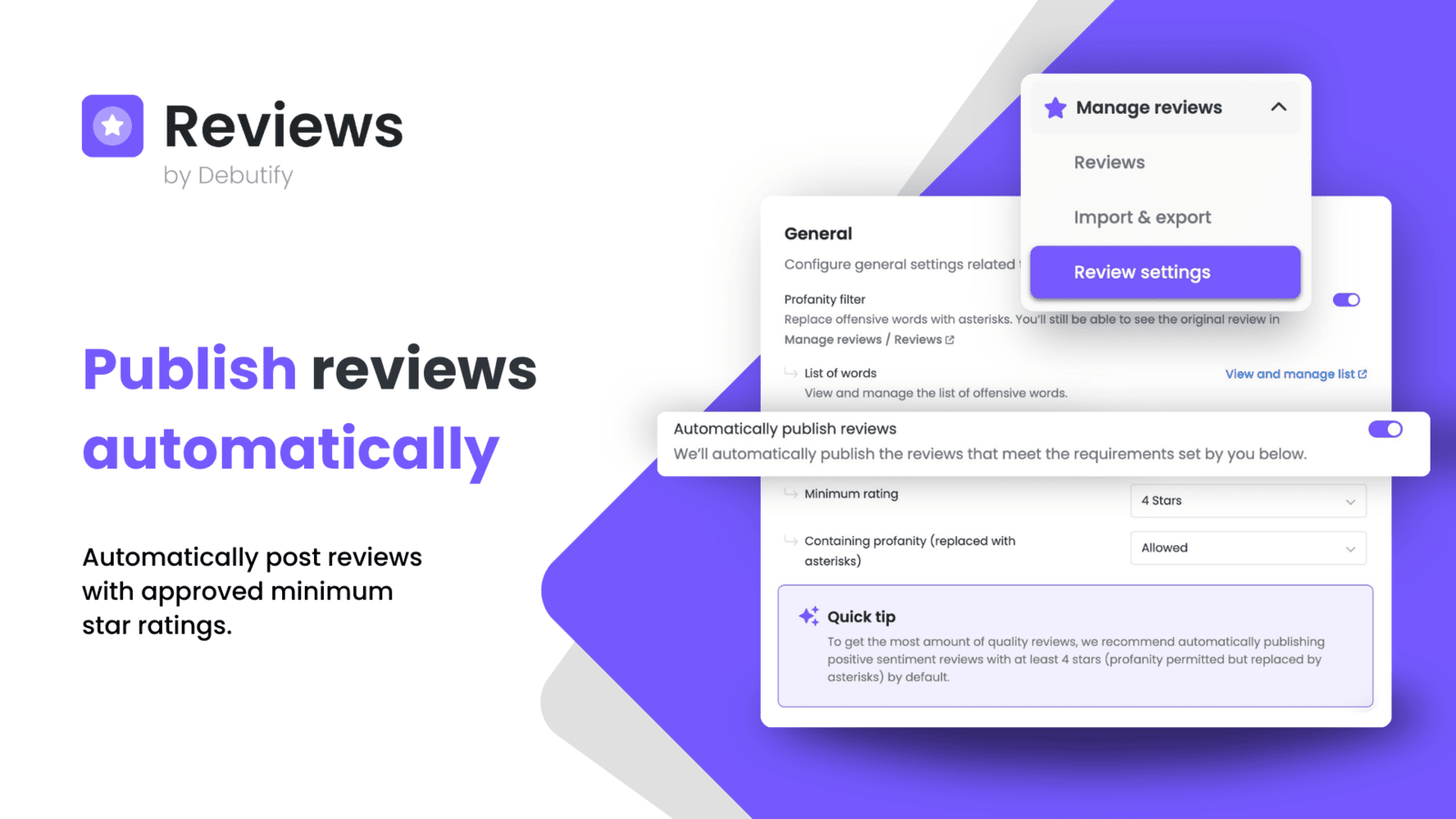 Publish reviews automatically