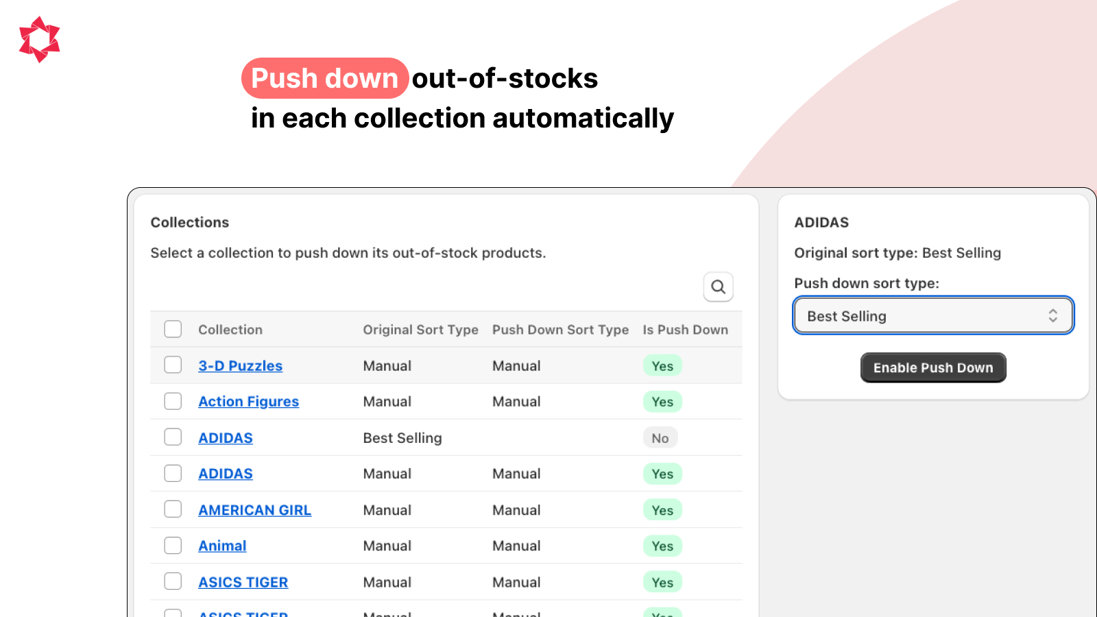 Push down sold out items to bottom in real-time.