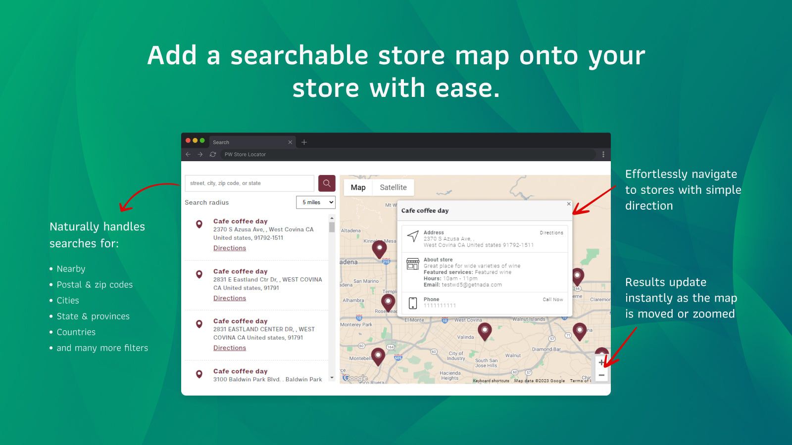 Pw searchable store map