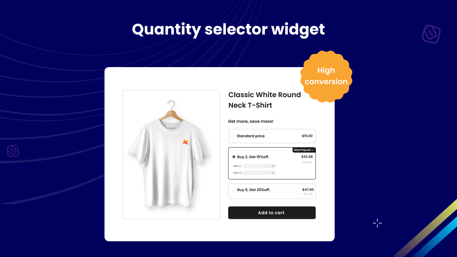 Quantity breaks selector displayed on Shopify product page