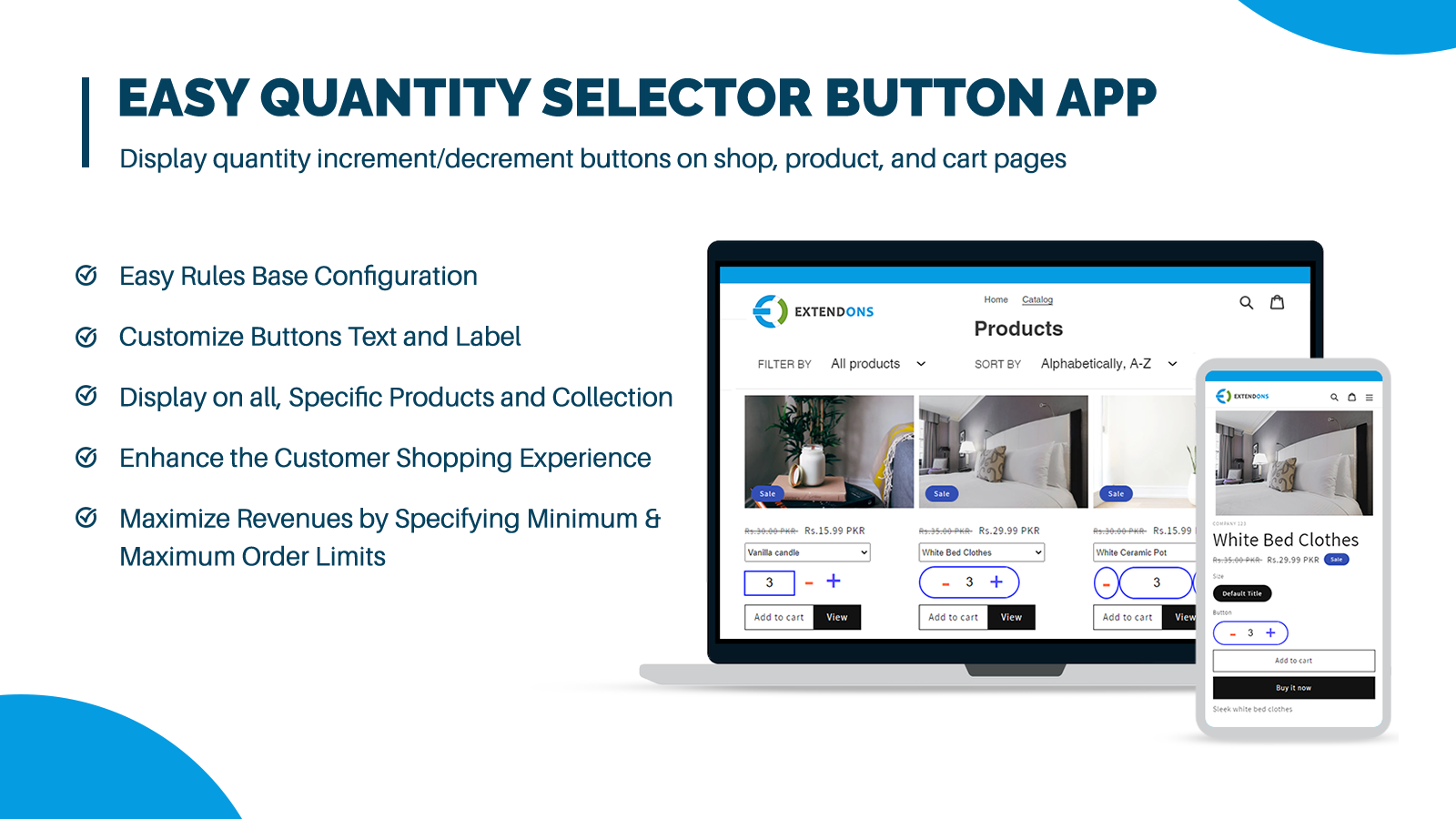 quantity selector button app