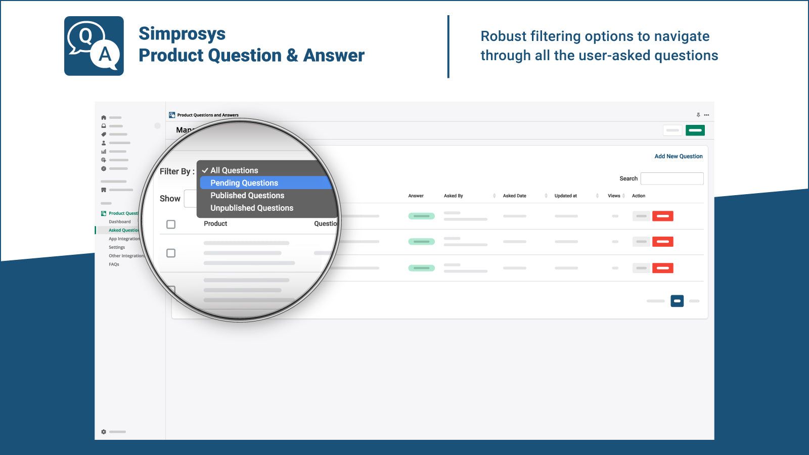 Question Filtering Options - Simprosys Product Question & Answer
