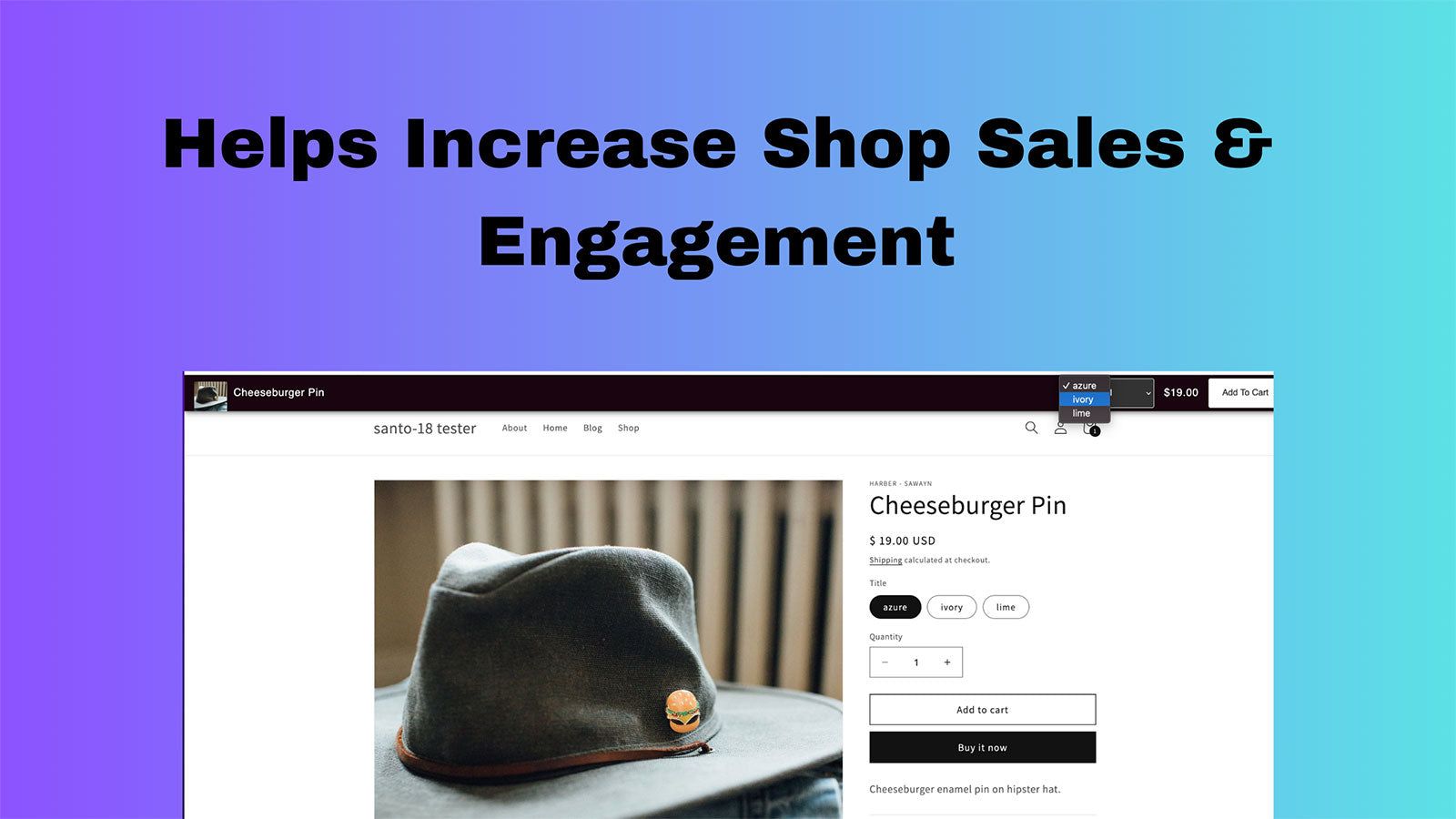 Quick add to cart button with Sales Climb for Shopify Sticky Bar